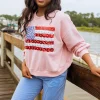 Pink Flower American Flag Sweatshirt