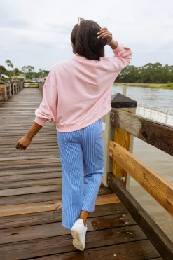 Pink Flower American Flag Sweatshirt