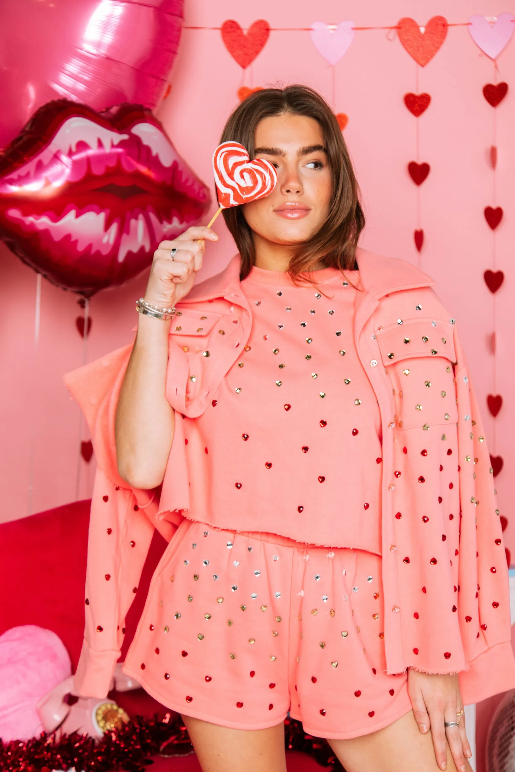 Pink Heart Jewel Short