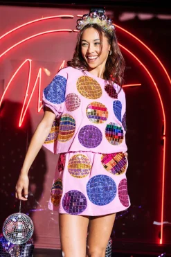 Pink Multi Disco Ball Skort