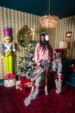 Pink Multi Jeweled Christmas Lights Sweatshirt