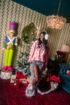 Pink Multi Jeweled Christmas Lights Sweatshirt