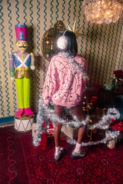 Pink Multi Jeweled Christmas Lights Sweatshirt