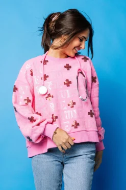 Pink 'Nurse' All Over Sweatshirt
