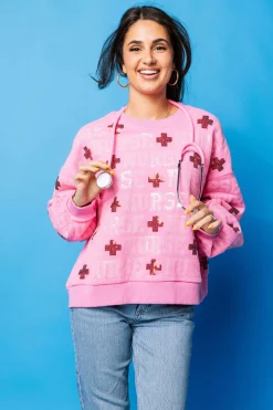 Pink 'Nurse' All Over Sweatshirt