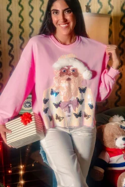 Pink Santa Claus Butterfly Blazer Sweatshirt