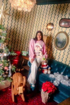 Pink Santa Claus Butterfly Blazer Sweatshirt