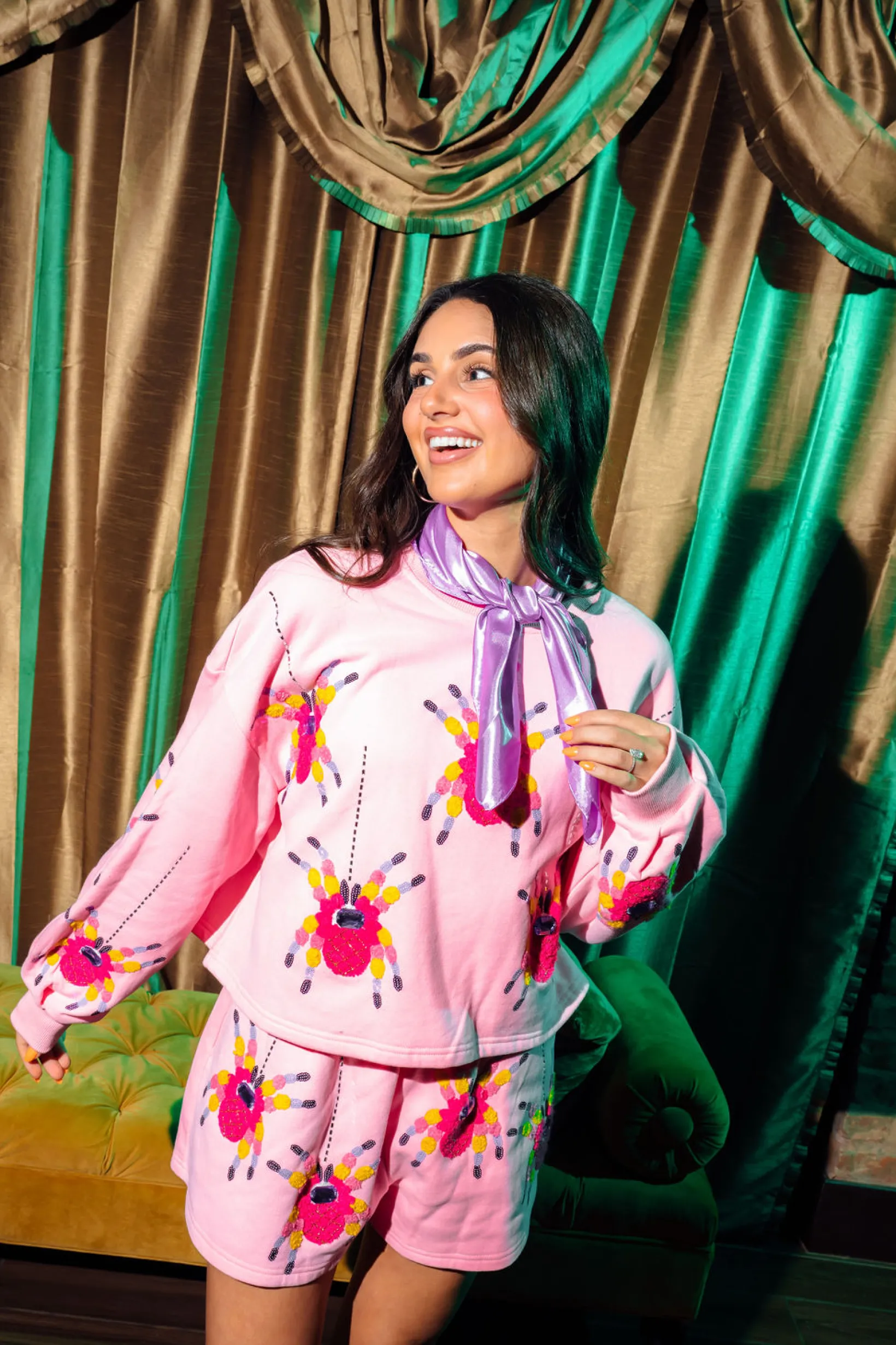 Pink Scattered Spider Short