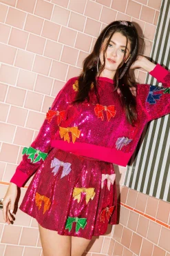 Pink Sequin Bow Skirt