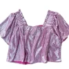 Pink Silver Pebble Flutter Top