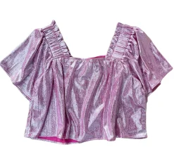 Pink Silver Pebble Flutter Top