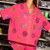 Pink Smiley Face Short Sleeve PJ Top