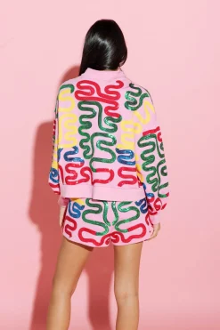 Pink Squiggle Henley Shorts