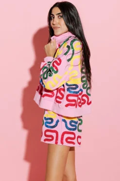 Pink Squiggle Henley Shorts