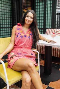 Pink Terry Cloth Starfish Collar Tank