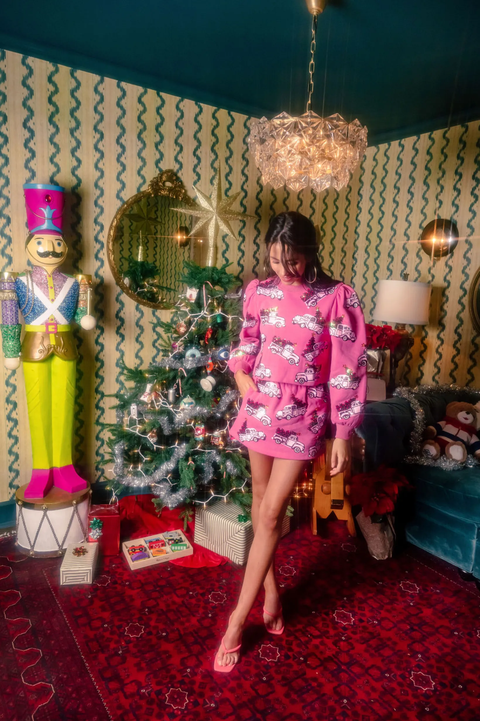 Pink Trucks With Christmas Trees Skort