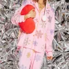 Pink With Rainbow Snowflakes Long Sleeve Pajama Top