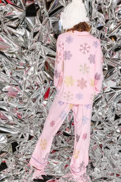 Pink With Rainbow Snowflakes Pajama Pants