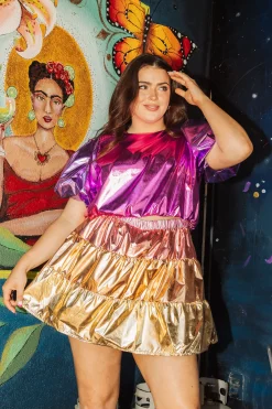 Pink/Gold Metallic Mini Skort