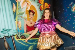 Pink/Purple Metallic Puff Sleeve Crop