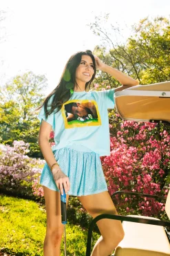 Pool Blue Active Rhinestone Short