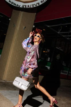 PREORDER- Multi Butterfly Balloon Sleeve Zip Up Dress