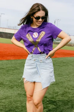 Purple & Gold Baseball Tee