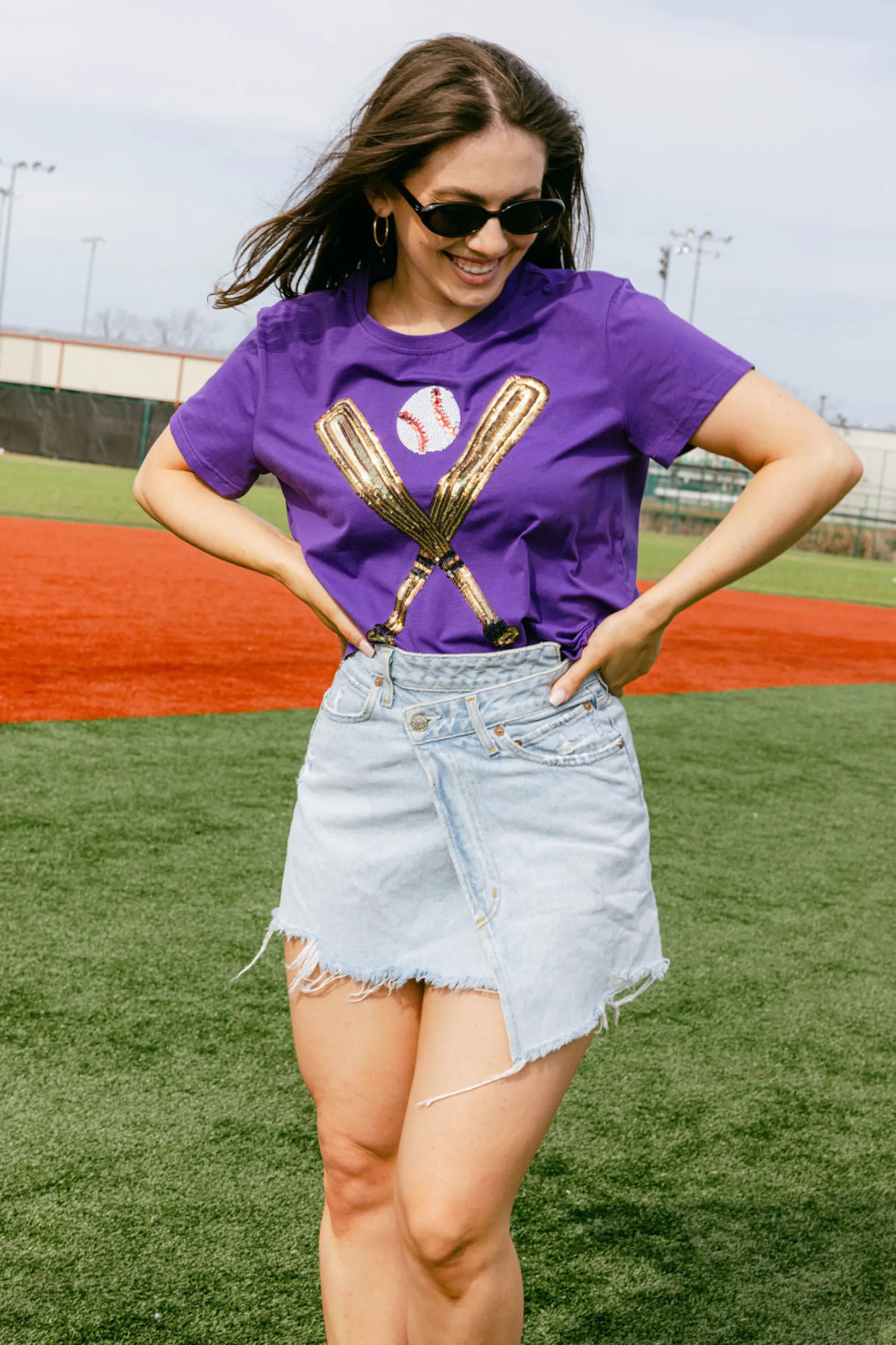 Purple & Gold Baseball Tee