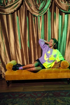 Purple & Neon Green Split Pumpkin Face Sweatshirt