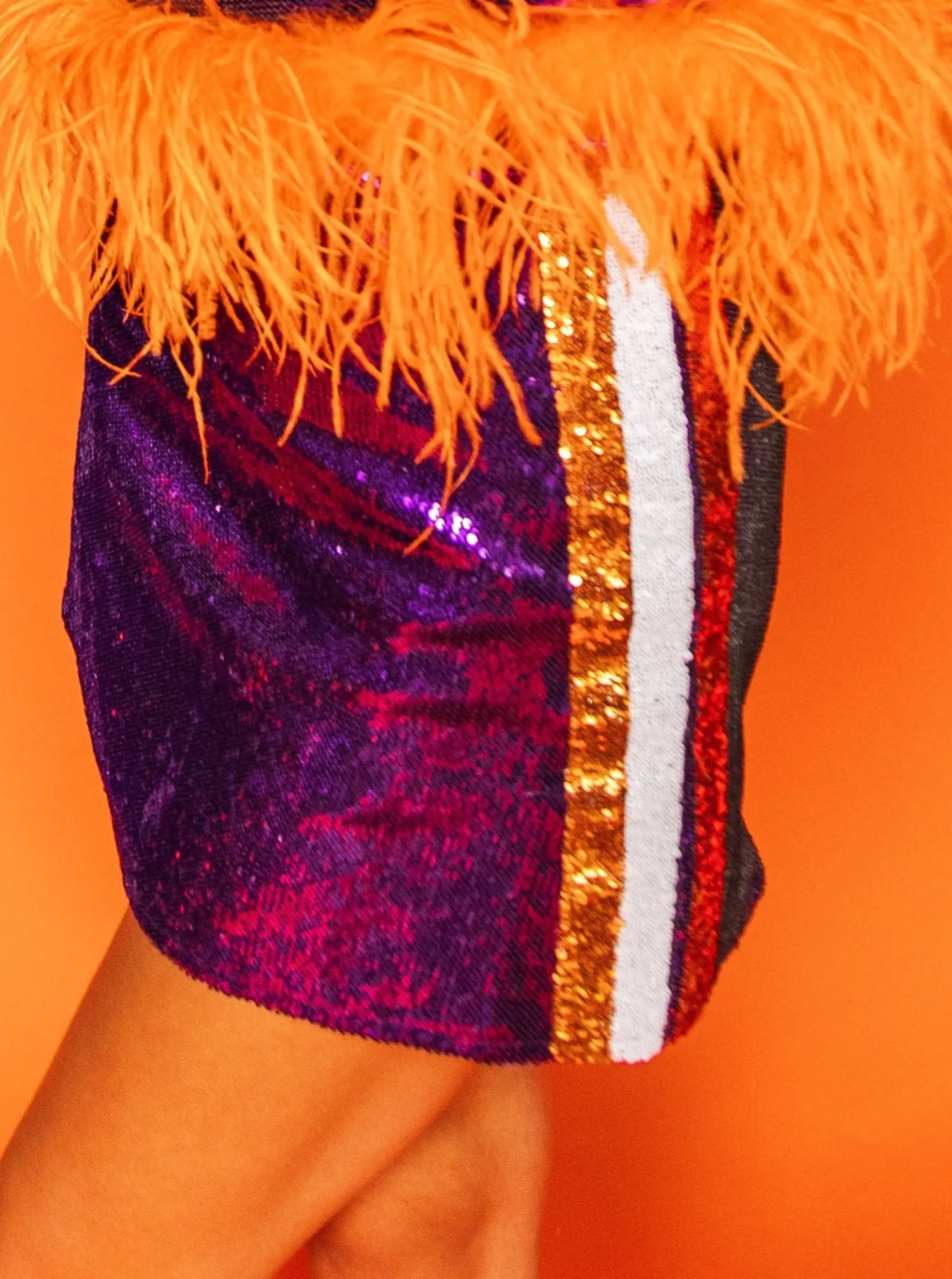 Purple & Orange Stripe Sequin Skirt