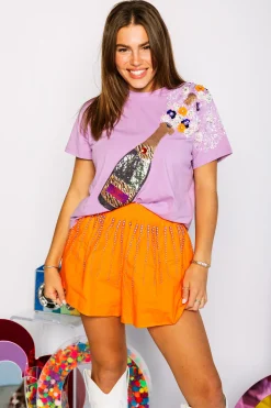 Purple & Orange Tiger Print Popping Champagne Tee