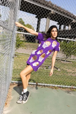 Purple Basketball Hoop Tee Dress