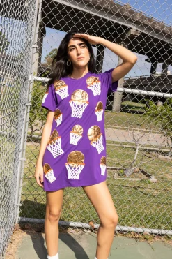Purple Basketball Hoop Tee Dress