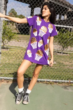 Purple Basketball Hoop Tee Dress