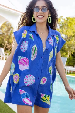 Purple Gauze Colorblock Shell Dress