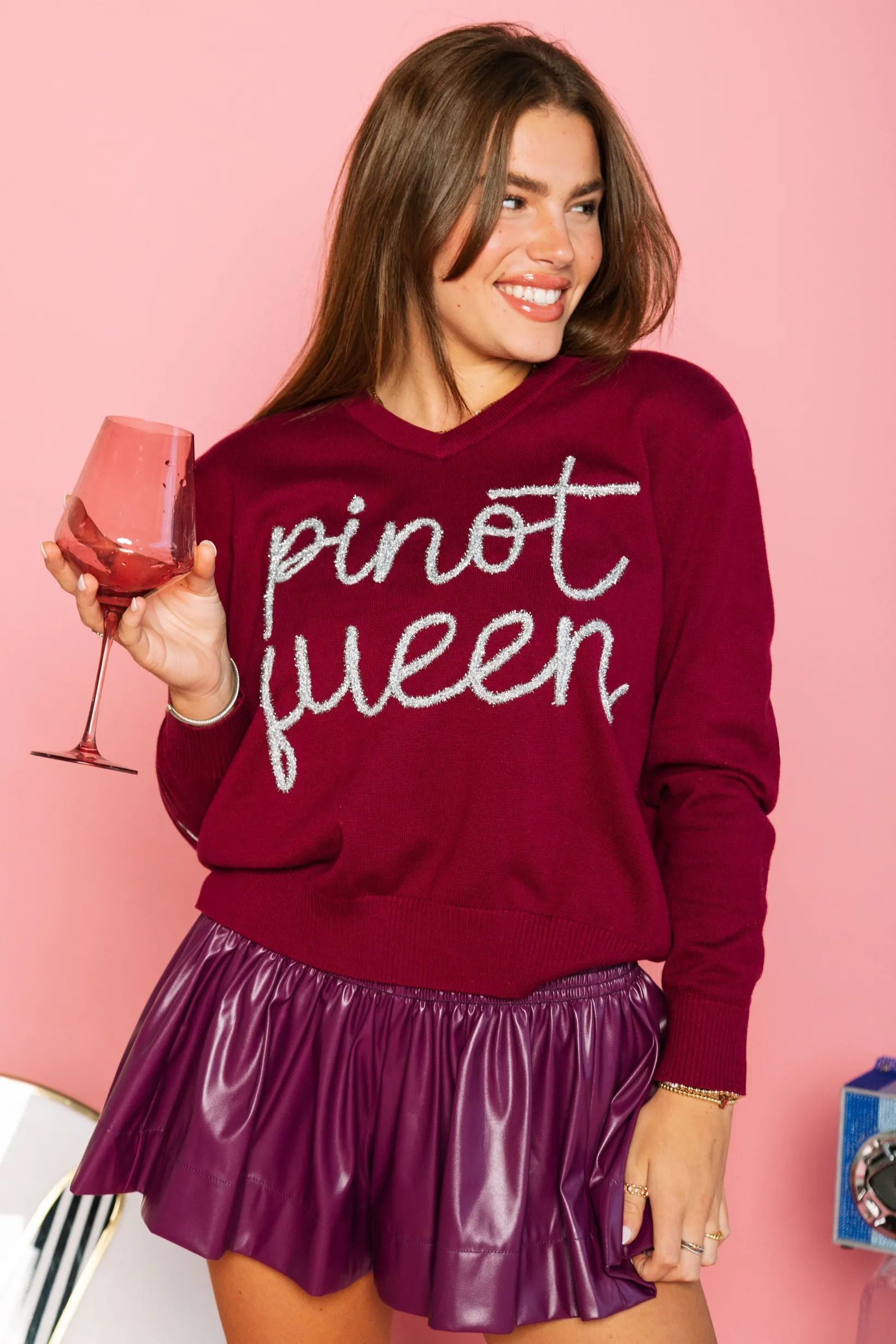 Purple Leather Swing Shorts