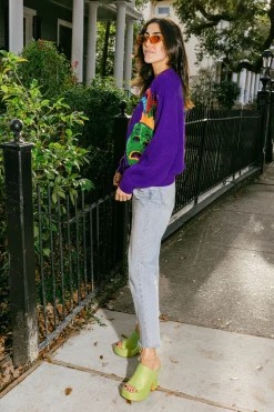 Purple Mardi Gras Mask Cardigan