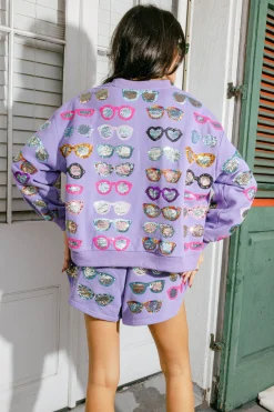 Purple Mardi Gras Sunglass Short