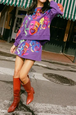 Purple Multi Mardi Gras Mask Skort