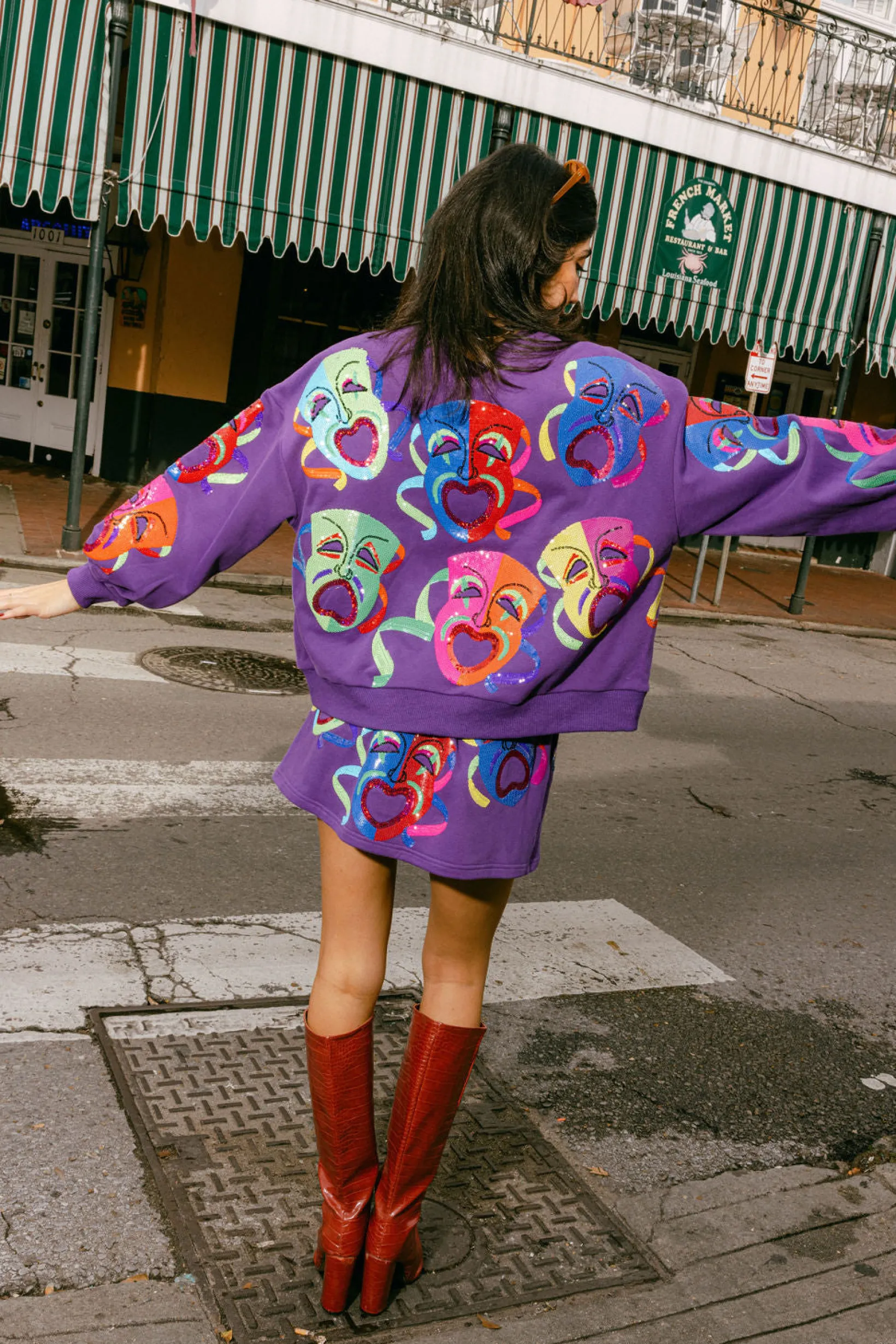 Purple Multi Mardi Gras Mask Skort