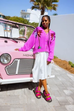 Purple Multi Palm Tree Cardigan