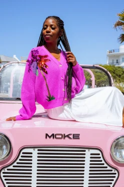 Purple Multi Palm Tree Cardigan