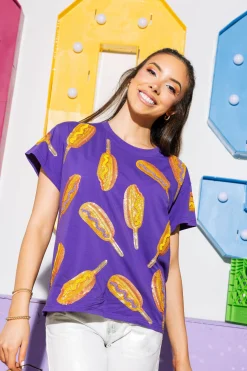 Purple Scattered Corn Dog Tee