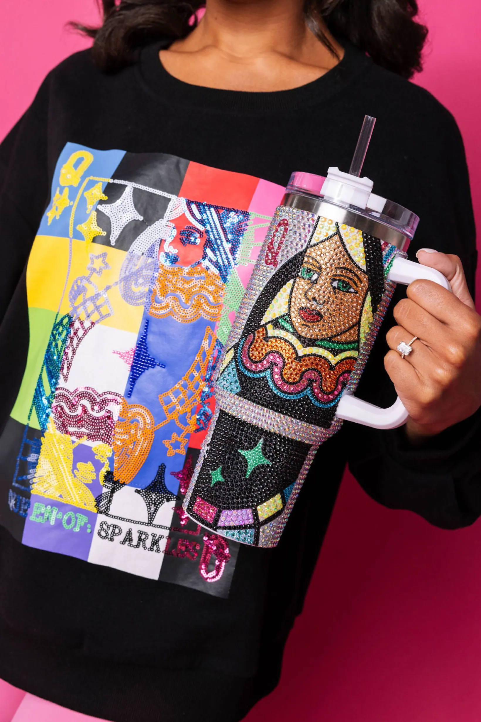 Queen Card Rhinestone Tumbler