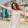 Rainbow Leather Key Hole Dress