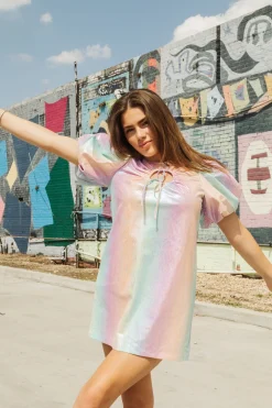 Rainbow Leather Key Hole Dress