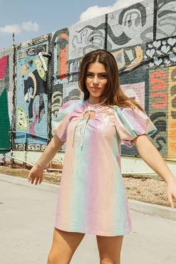 Rainbow Leather Key Hole Dress