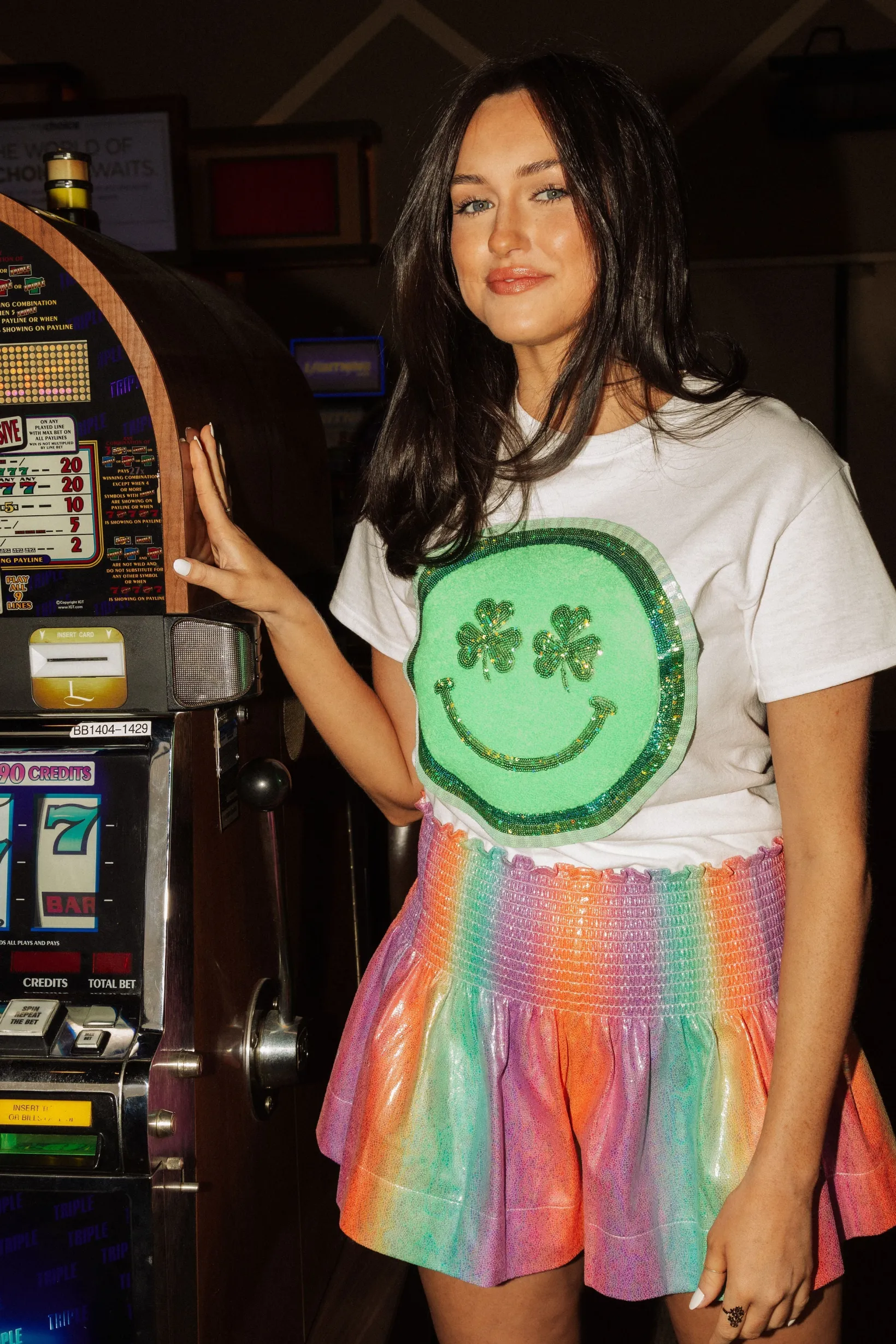 Rainbow Leather Smocked Shorts
