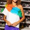 Rainbow Ruffle One Shoulder