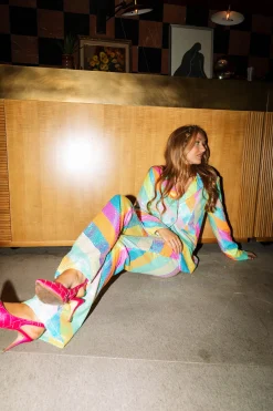 Rainbow Sequin Stripe Diagonal Pant